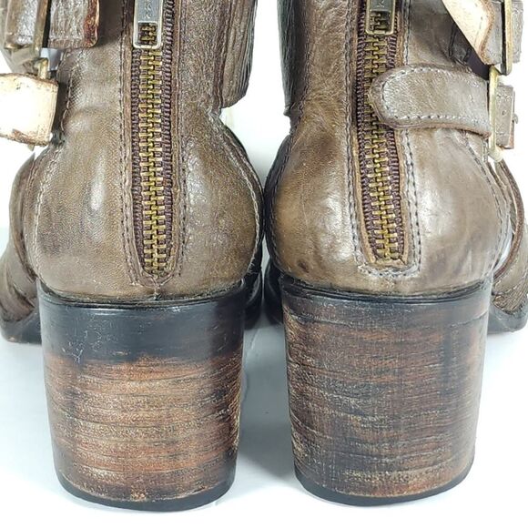 FREEBIRD BY STEVEN Women's US 9M Brown Leather Distressed Cut Out Booties Boots - Picture 14 of 16